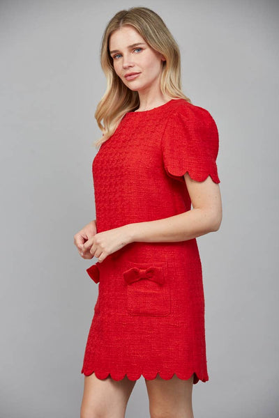 Scalloped Tweed Dress