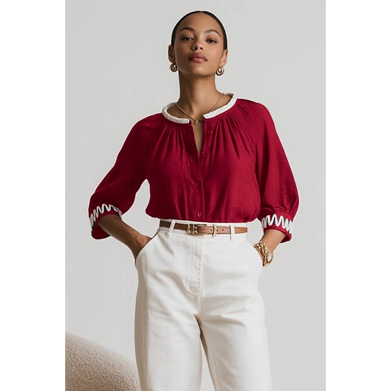 Appliquéd Popover Crimson