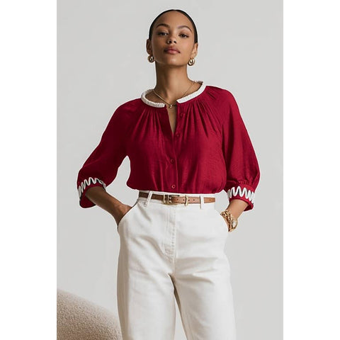 Appliquéd Popover Crimson