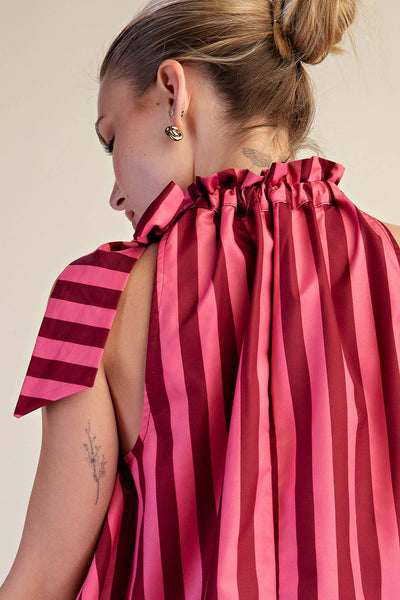 Olivia Ruffle Neck Charcoal/Navy