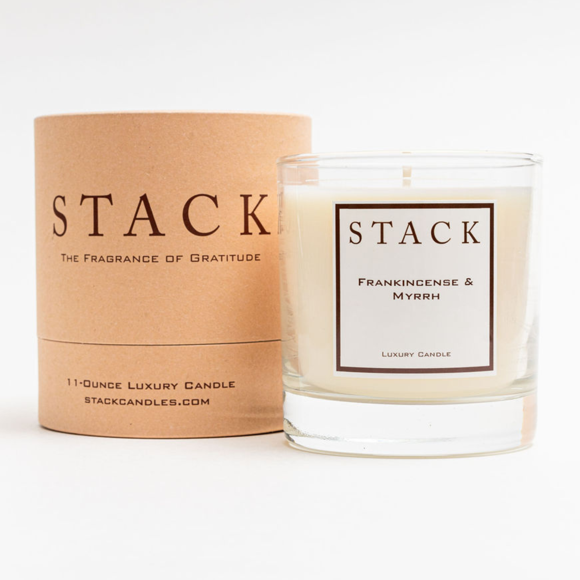 STACK The Fragrance of Gratitude - Frankincense & Myrrh Candle - Christmas Decor - Long Burning