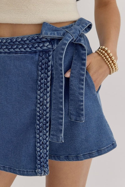 Braided Denim Skort