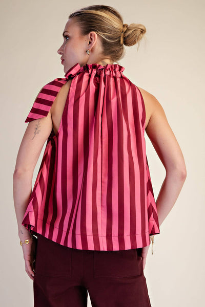 Olivia Ruffle Neck Charcoal/Navy