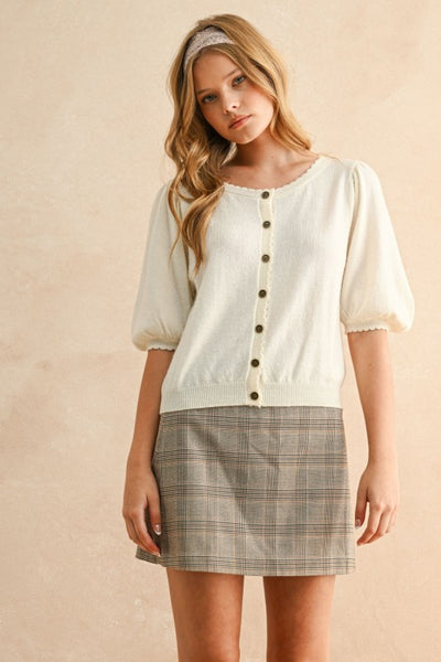 Princess Sleeve Cardigan in Ivory