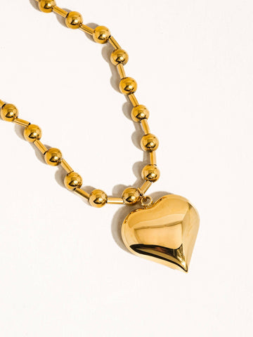 Paris 18K Gold Non-Tarnish Heart Chain Necklace