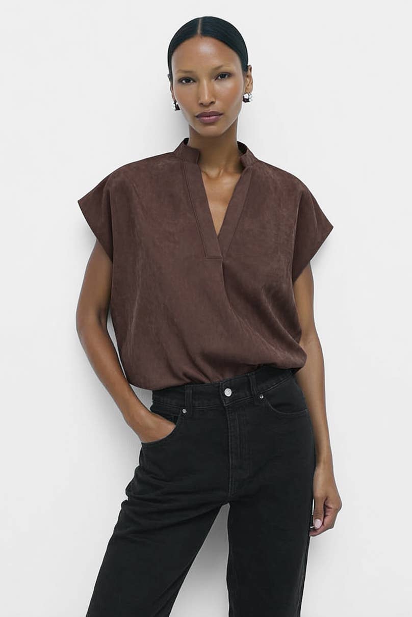 Soft Matte Chocolate Blouse