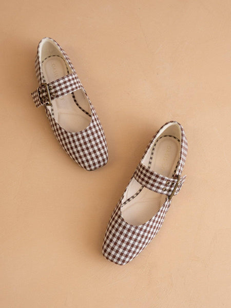The Soho | Coffee Gingham Ballet Flat