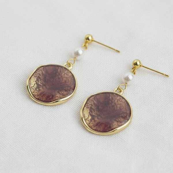 Purple Enamel Drop Earrings