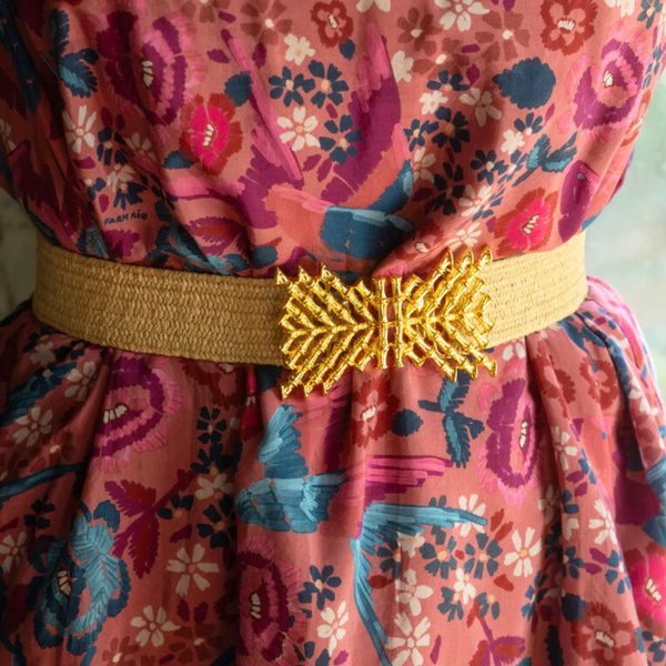 Dark Raffia Interchangeable Stretch Belt Band Small