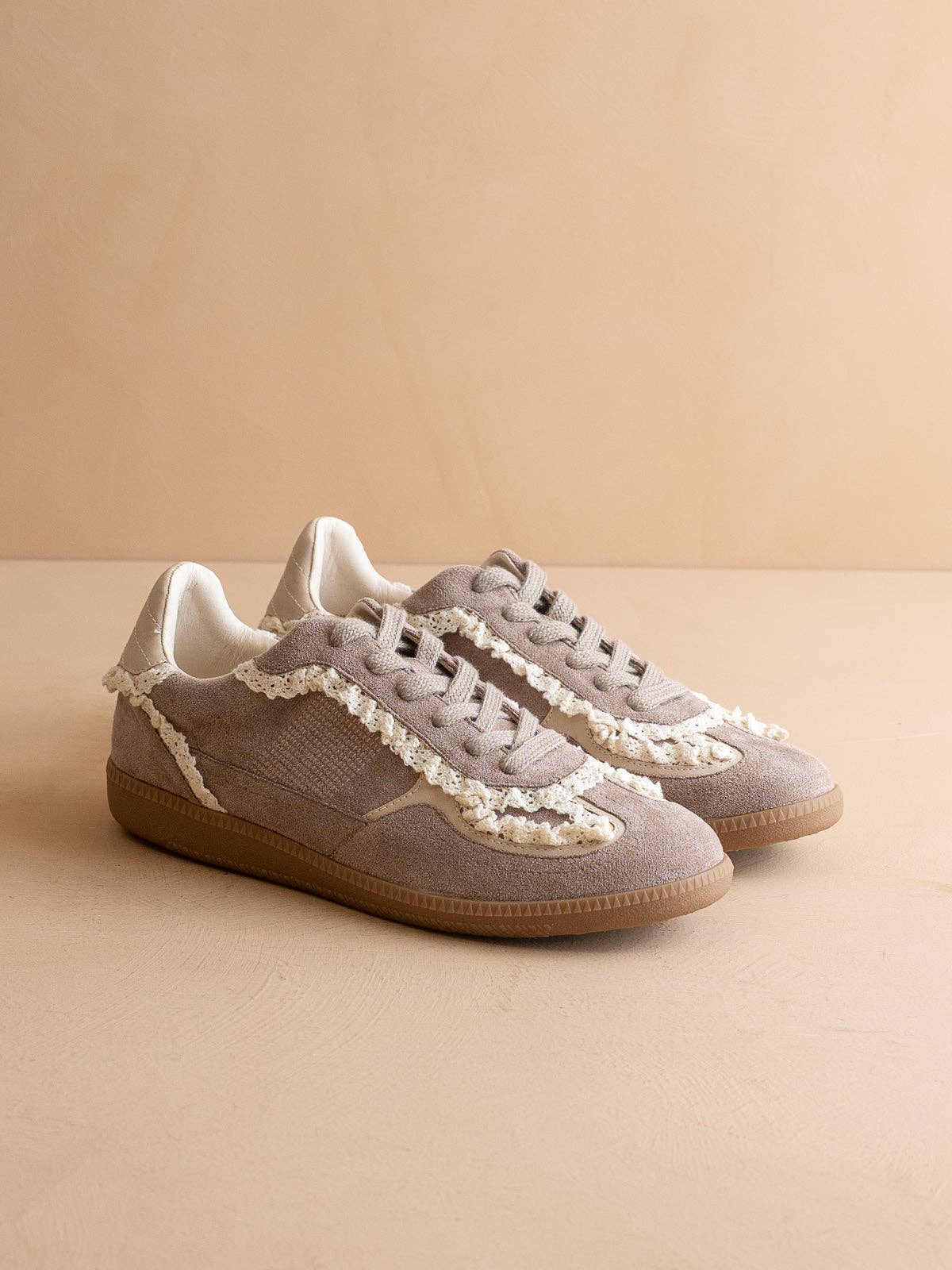 The April |Lace-Trimmed Retro Sneaker