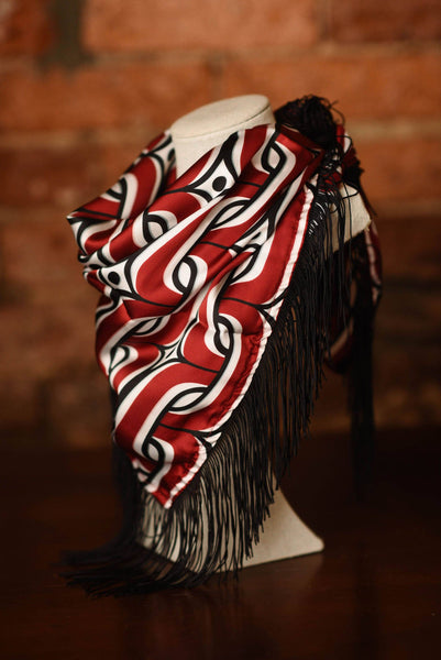 Game Day Fringe Scarf: Maroon and Black