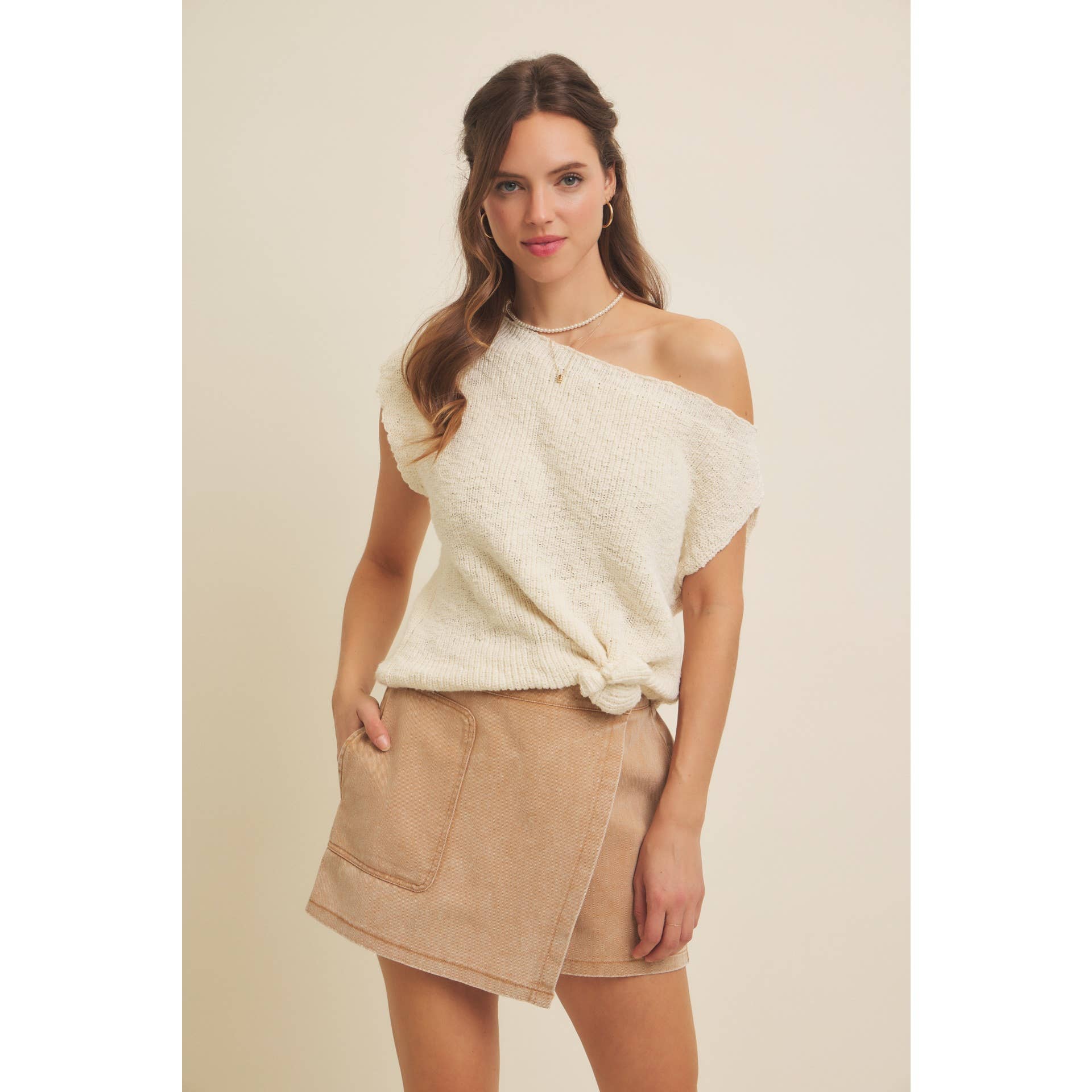 Washed Taupe Skort