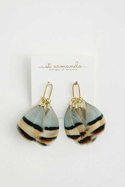 Striped Fall Feather Earrings