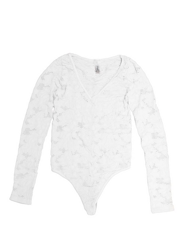 White Lace Textured Bodysuit