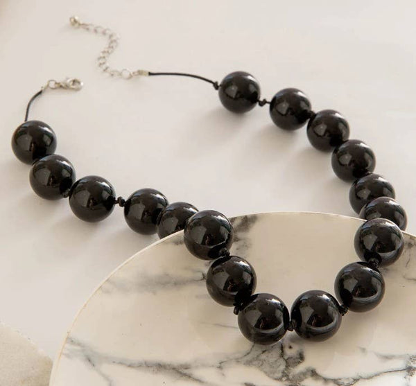Black Boho Beaded Necklace