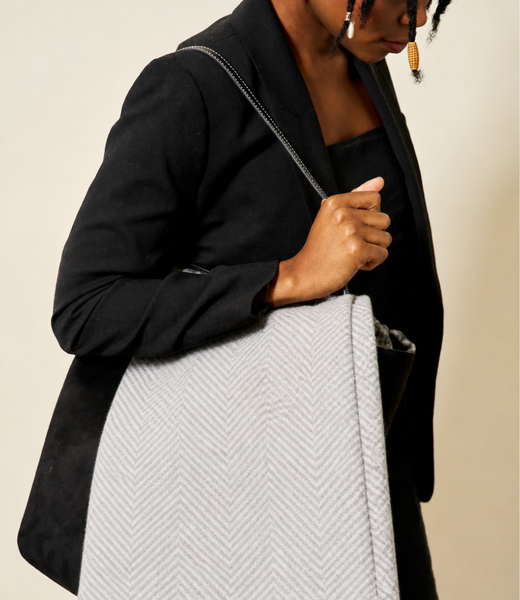 Bayside Herringbone Shawl - Light Grey