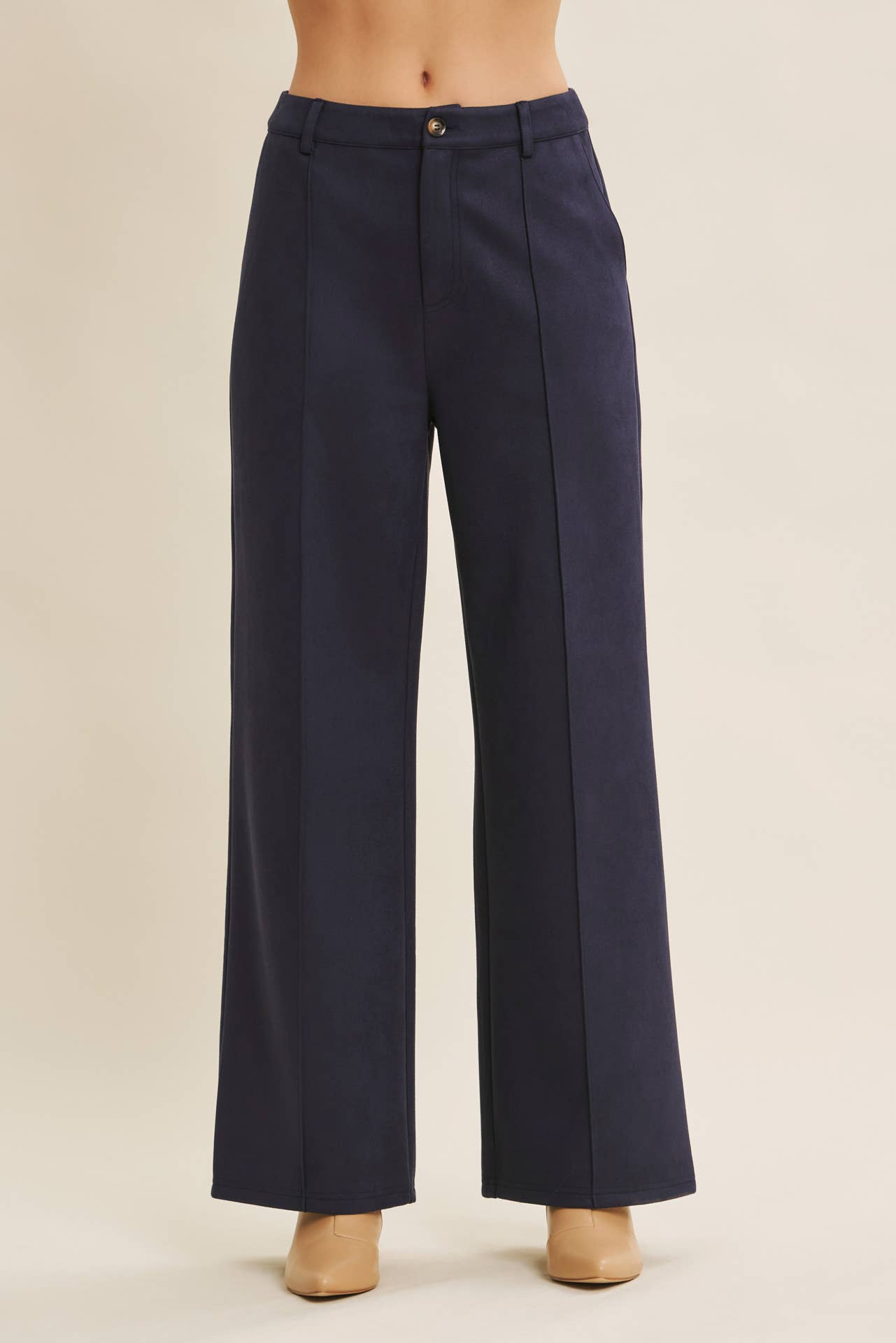 Navy Faux Suede Pants