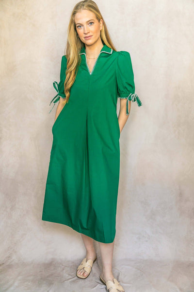 Augusta Green Poplin Dress