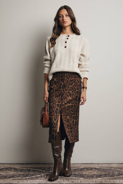 Leopard Print Midi Skirt