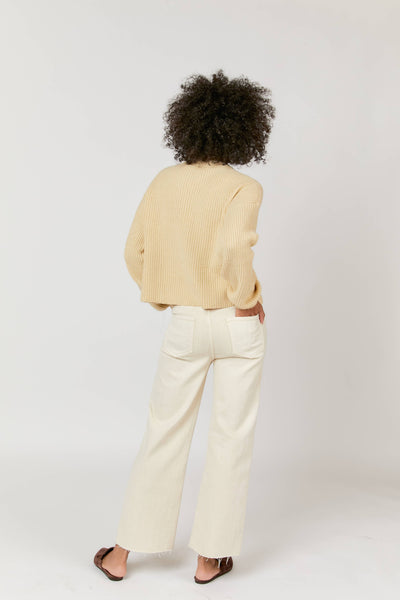 Aberdeen Ecru Ankle Crop High Rise Jean
