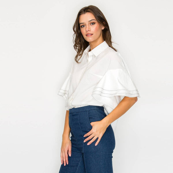 Atelier Ruffle Sleeve Top Arriving January 30th