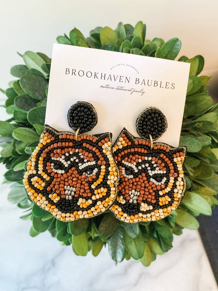 Tiger Beaded Earrings