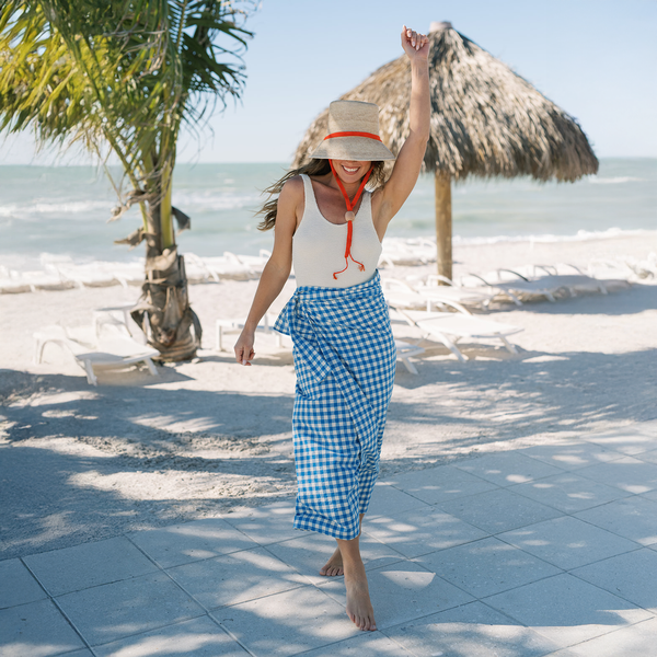 Sunshine Tienda Blue Bay Gingham Tie Sarong