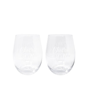 Draper James Stemless Wine Glass Set, Cheers Y'all