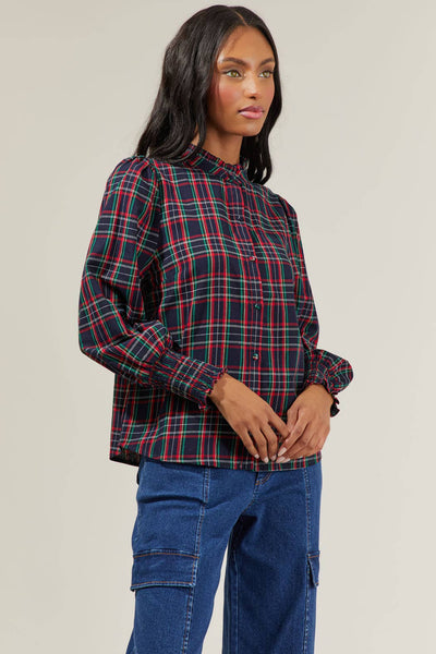 Miley Plaid Navy Top