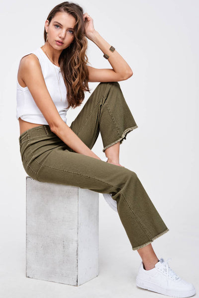 Olive Cropped Jean