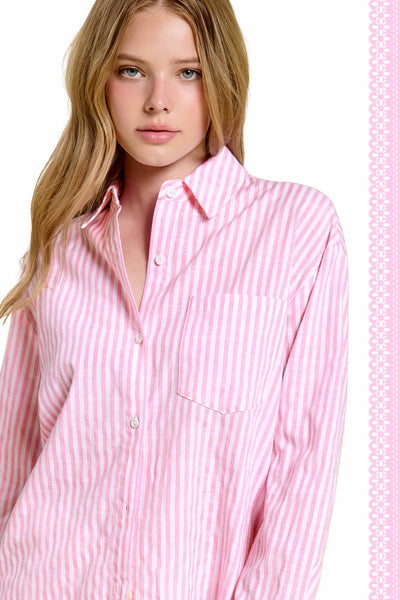 Pink Stripe Button Down