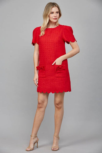 Scalloped Tweed Dress
