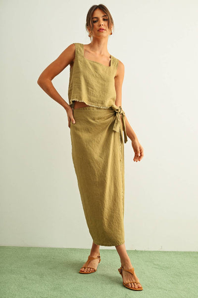 Olive Linen Skirt Arriving Tuesday