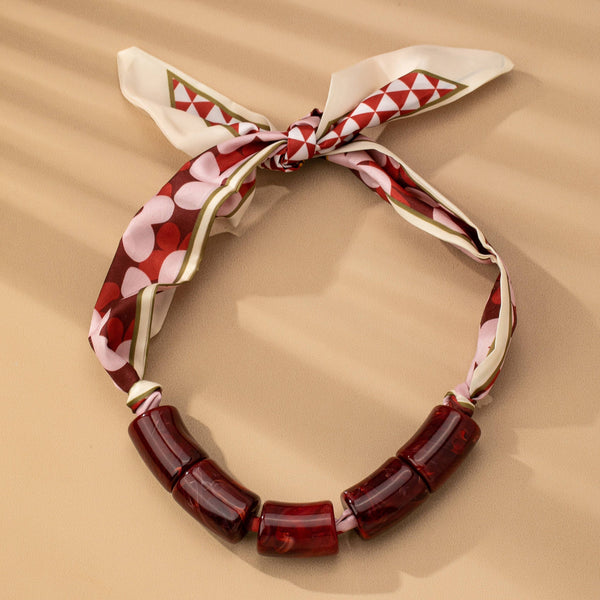 Green Marble Scarf Necklace