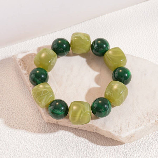 Block Cube Stretch Bracelet Green