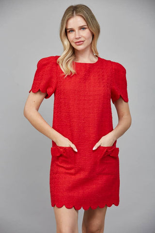 Scalloped Tweed Dress