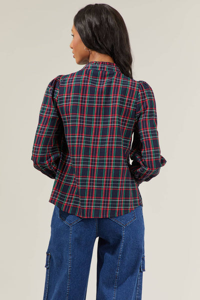 Miley Plaid Navy Top