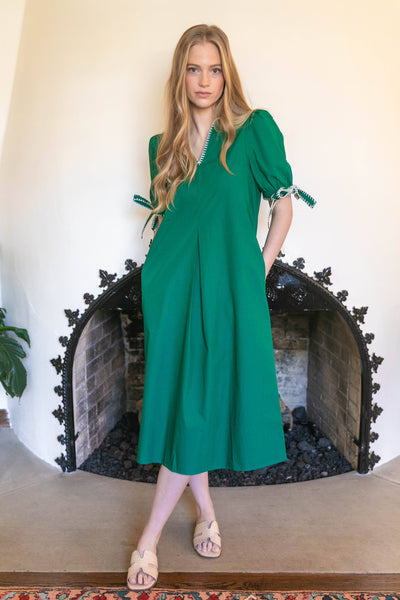 Augusta Green Poplin Dress