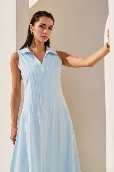 Sky Pintuck Maxi Dress