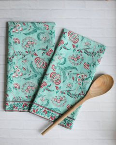 Kitchen Towel, Lilibet Cranberry Mint, Set of 2