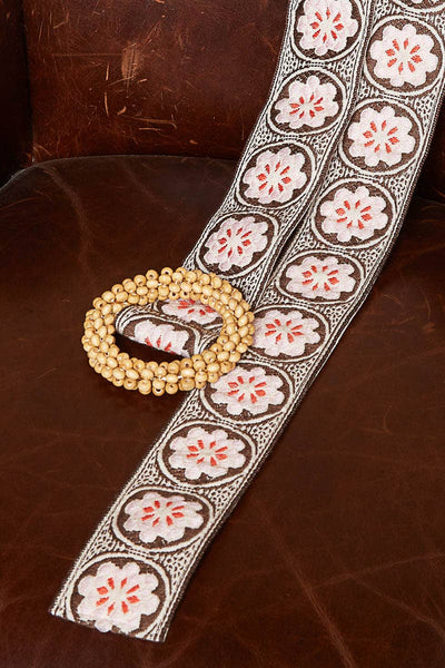 Choco/Pink Floral Circle Belt