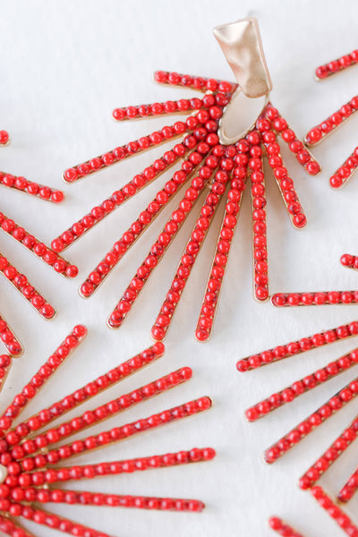 Red Sunburst Earrings