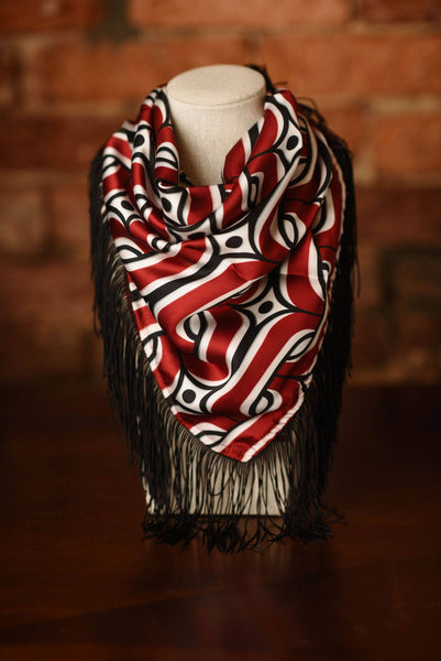Game Day Fringe Scarf: Maroon and Black