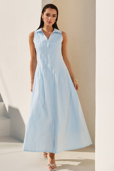 Sky Pintuck Maxi Dress