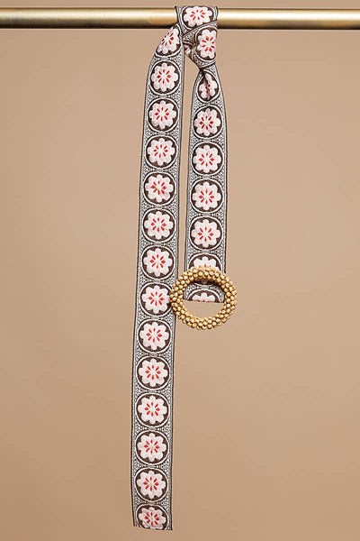 Choco/Pink Floral Circle Belt