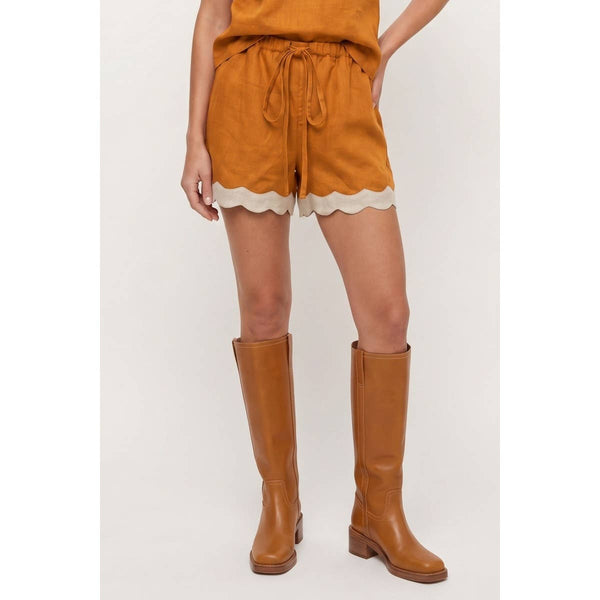 Rustic Orange Scalloped Shorts