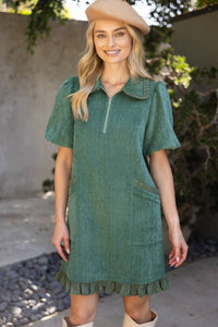Hunter Green Ruffle Dress