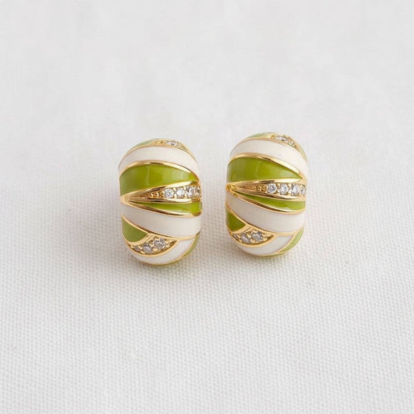 Lime Stripe Drop Earrings