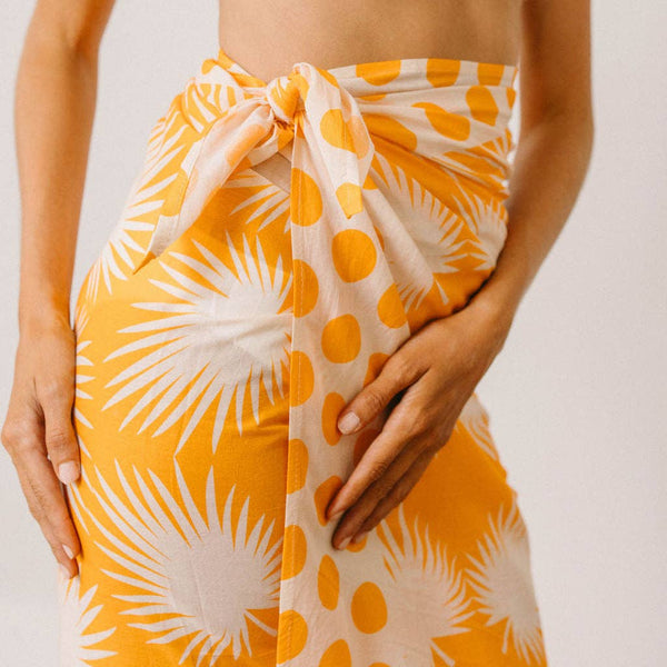 Sunshine Tienda Gold Palm Geo with Gold Dot Sarong