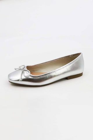 Silver Ballet Flats